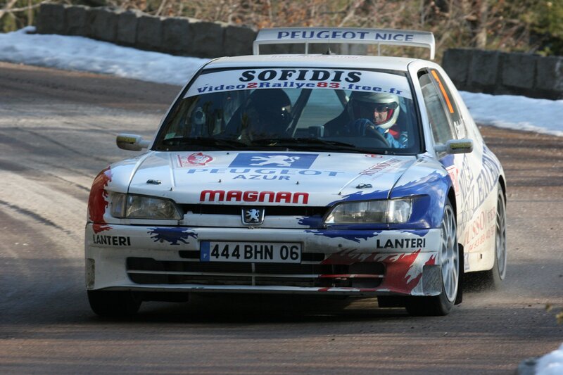 Peugeot rally car in action