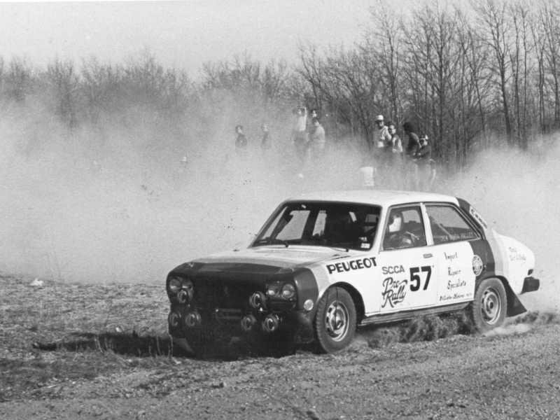 Peugeot rally car in action