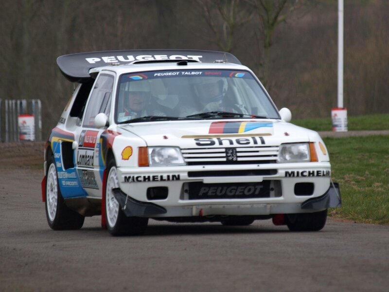 Peugeot rally car in action