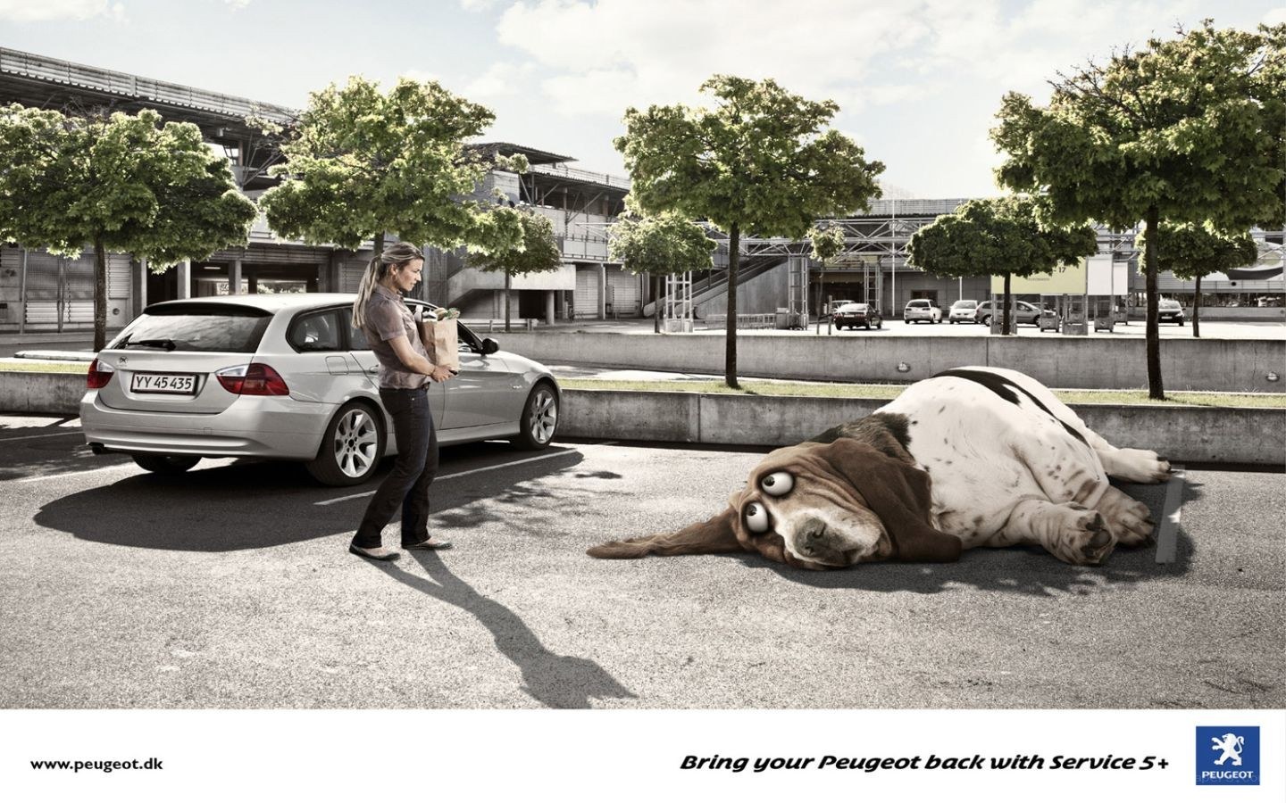 Peugeot service ad with dog