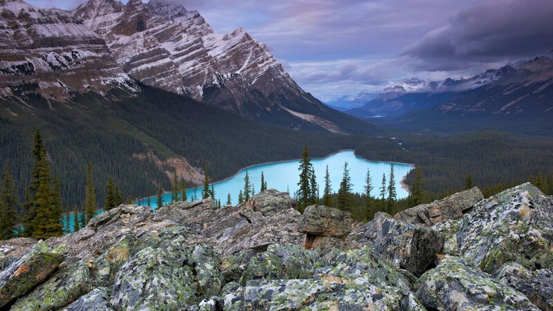 Peyto Lake and Mountains — Blue, Dramatic, Afternoon