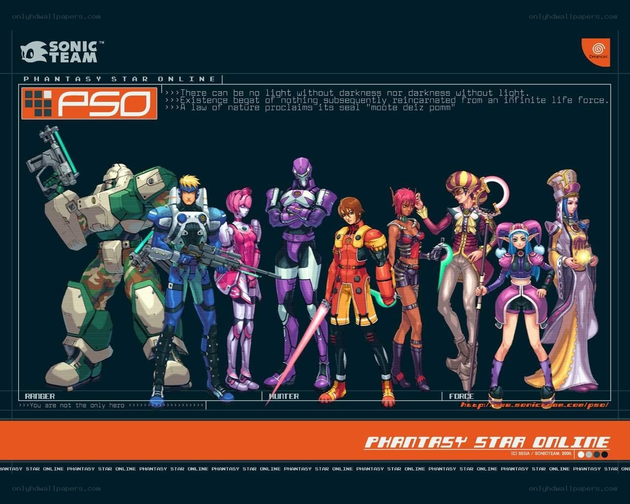 Phantasy Star Online character lineup