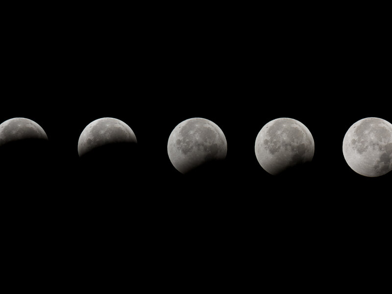 Phases of a Lunar Eclipse — Black, Dramatic, Night