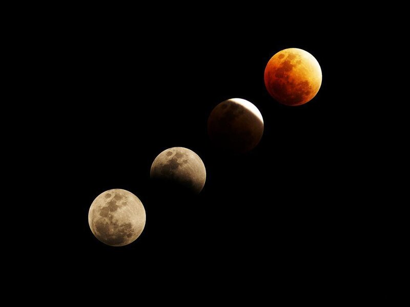 Phases of a Lunar Eclipse — Black, Dramatic