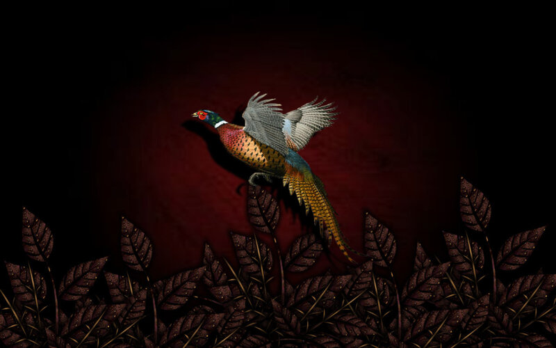 Pheasant in Flight — Black