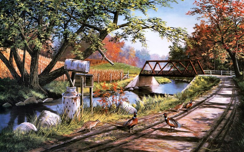 Pheasants on a Path