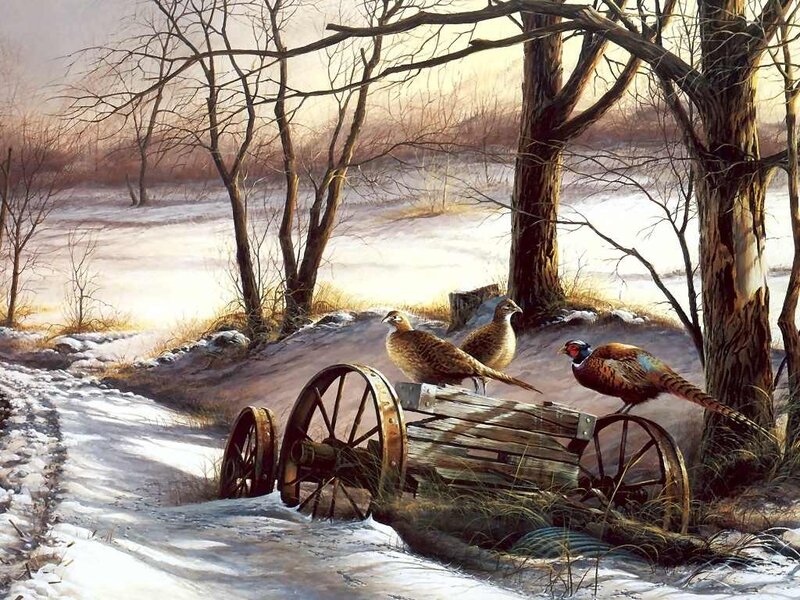 Pheasants on Cart — Brown