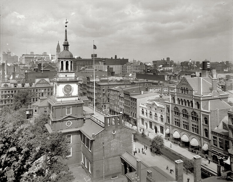 Philadelphia cityscape with Independence Hall