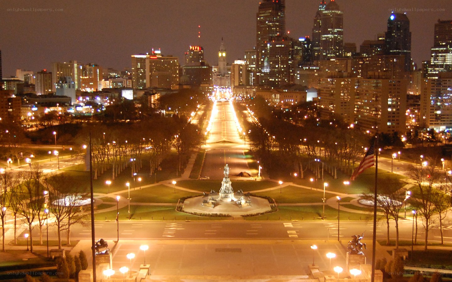 Philadelphia night skyline view
