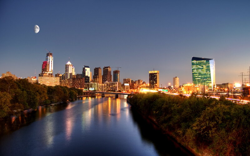 Philadelphia skyline at dusk