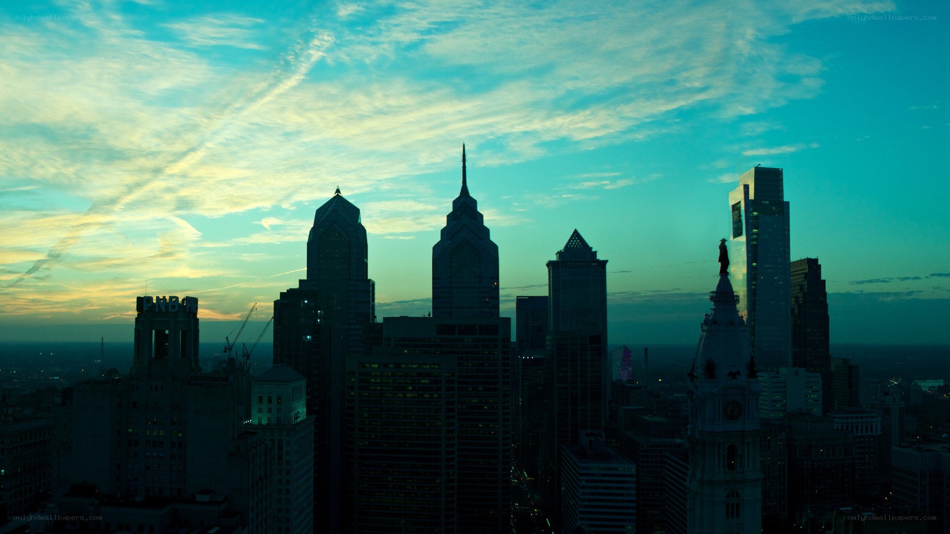Philadelphia skyline at dusk