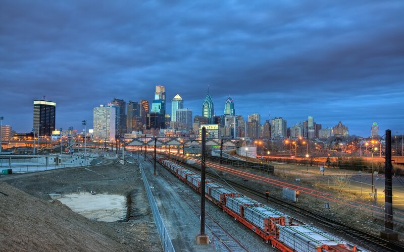 Philadelphia Skyline at Dusk — Blue