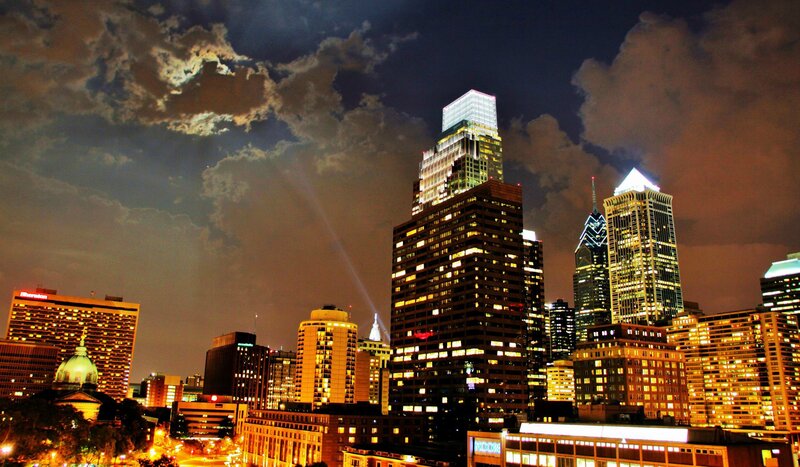 Philadelphia Skyline at Night — Black
