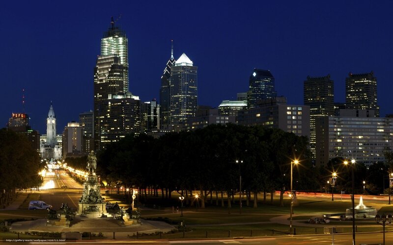 Philadelphia Skyline at Night — Blue