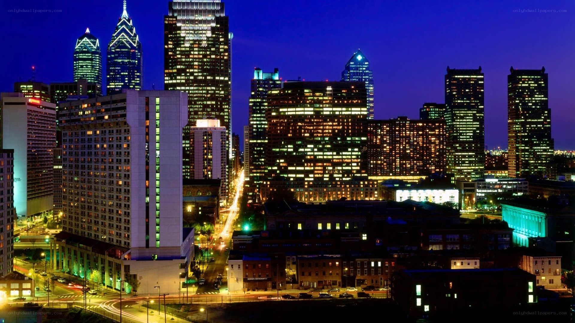 Philadelphia skyline at night