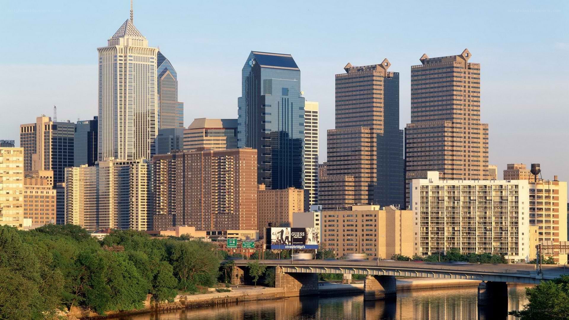Philadelphia skyline at sunset