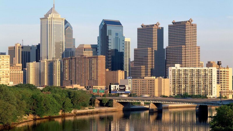 Philadelphia skyline at sunset