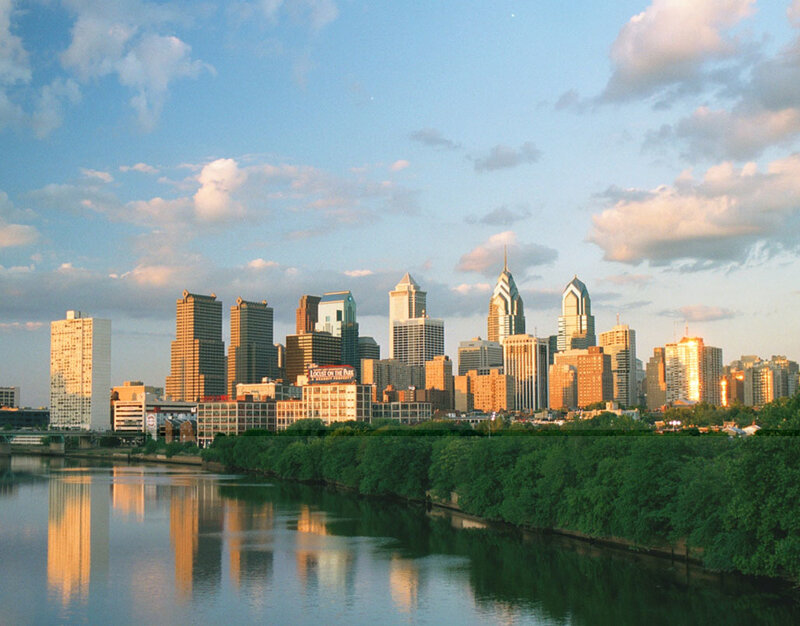 Philadelphia skyline at sunset