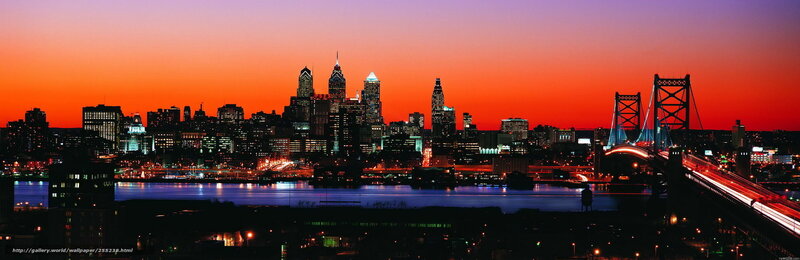 Philadelphia skyline at sunset