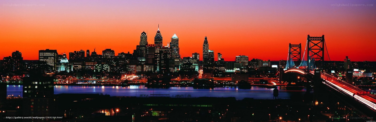 Philadelphia skyline at sunset