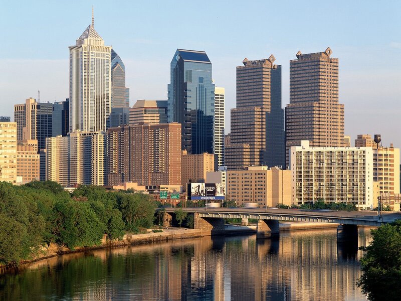 Philadelphia Skyline — Blue, Calm, Morning