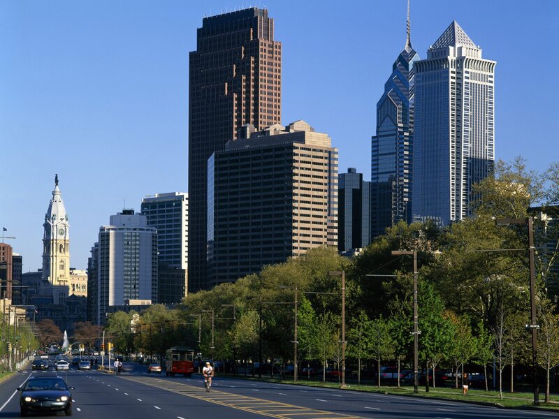 Philadelphia Skyline — Blue, Calm