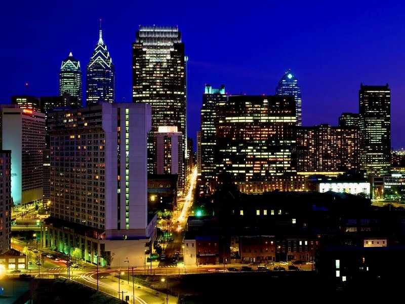 Philadelphia Skyline — Blue, Dramatic, Night