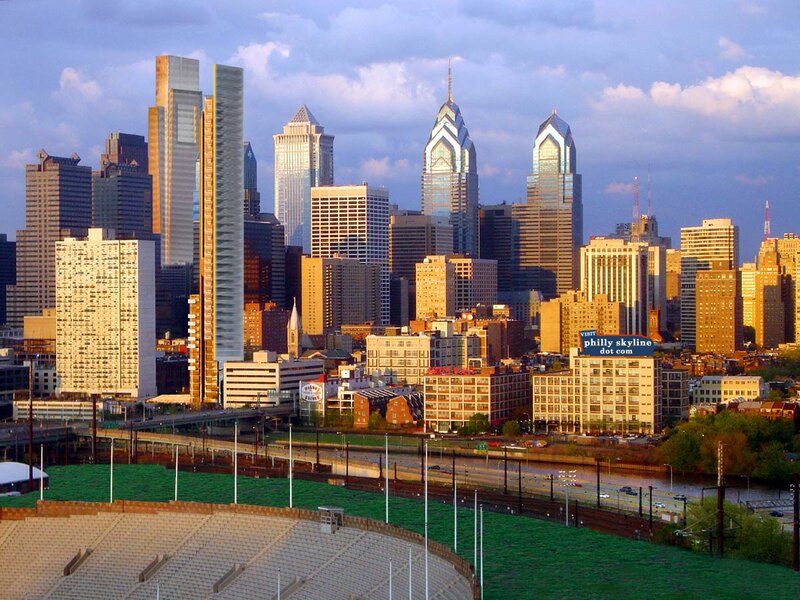 Philadelphia Skyline — Blue, Dramatic, Sunset