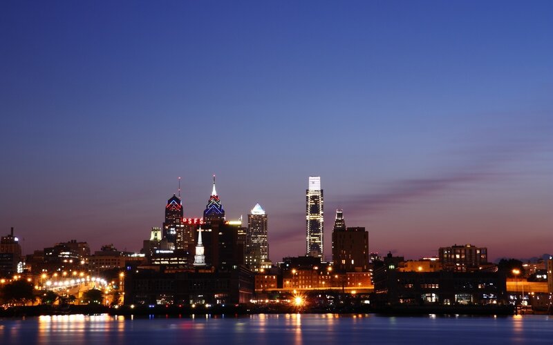 Philadelphia Skyline — Blue, Serene, Night