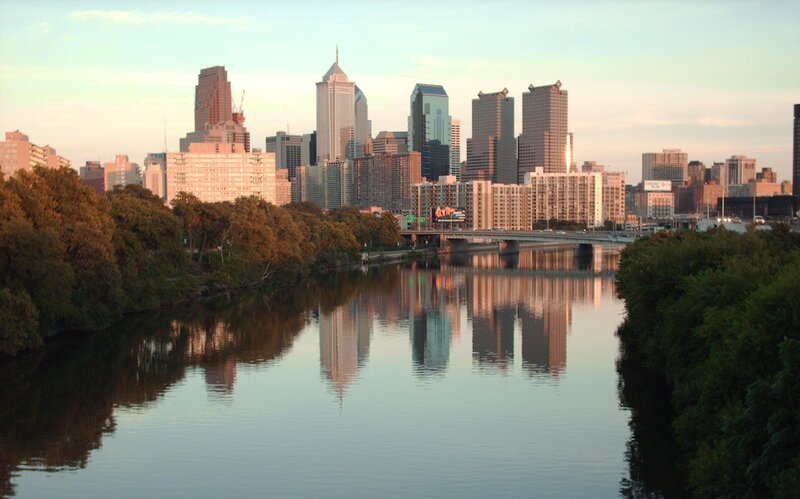 Philadelphia Skyline — Blue, Serene, Sunset