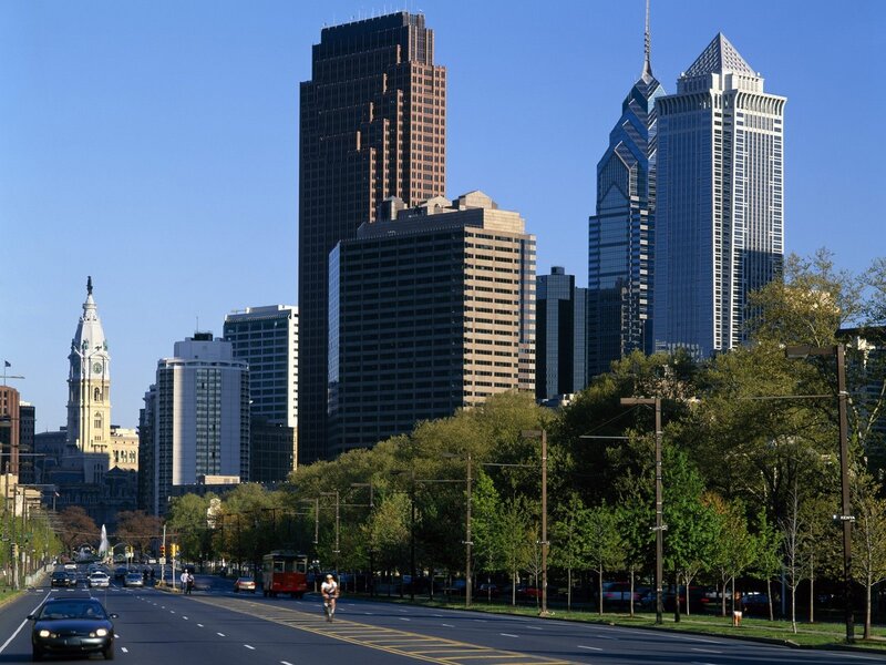 Philadelphia skyline on a sunny day