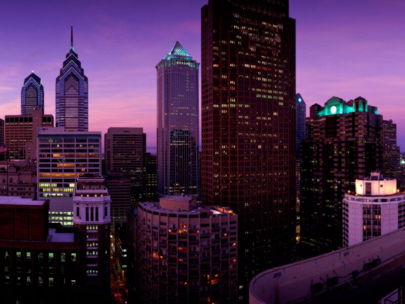 Philadelphia Skyline — Purple, Dramatic, Sunset