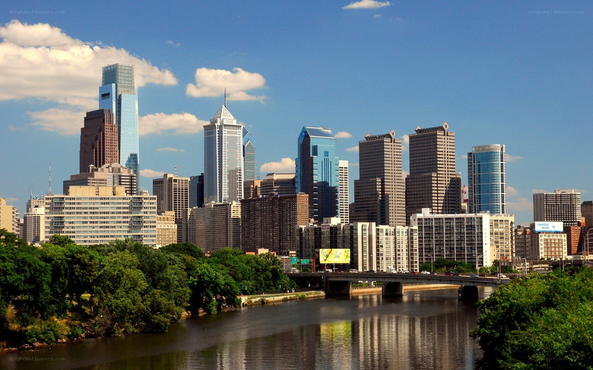 Philadelphia skyline with river