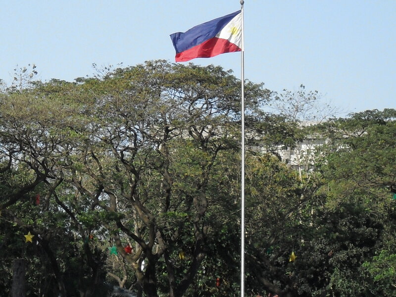 Philippine flag waving in the wind