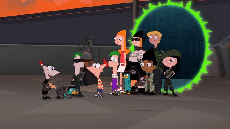 Phineas and Ferb characters with portal