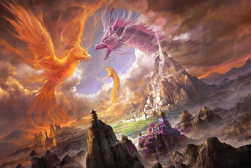 Phoenix and Dragon Battle
