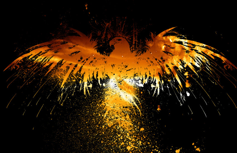 Phoenix Bird in Flames — Black, Dramatic