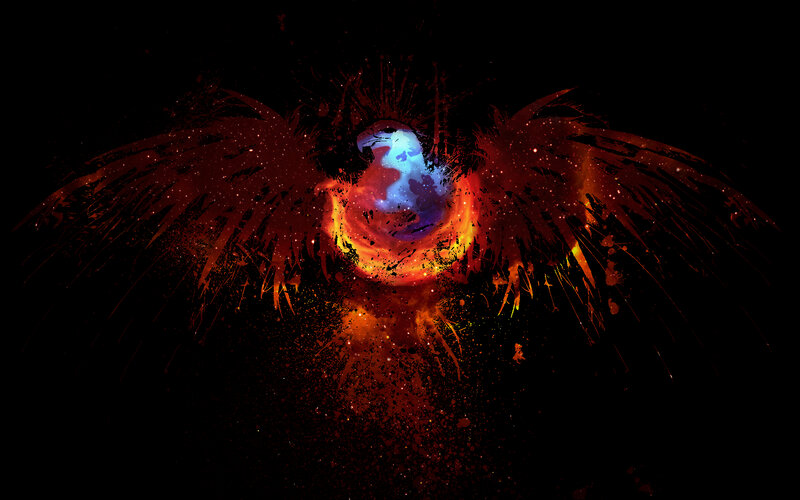 Phoenix Bird in Flames — Black