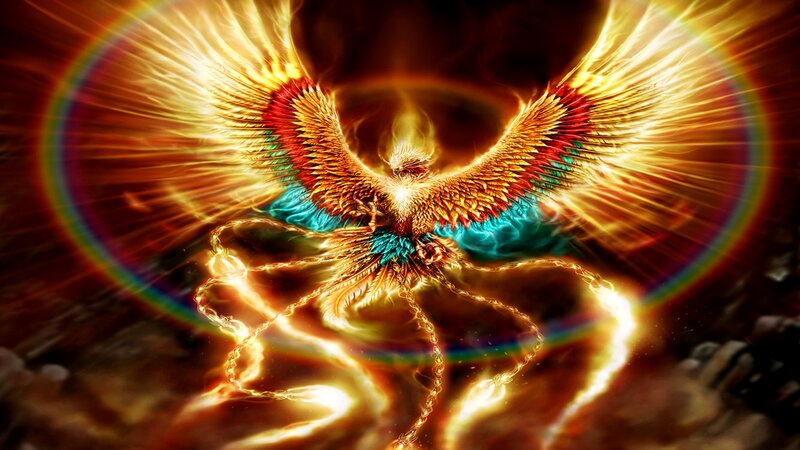 Phoenix Bird in Flames — Gold