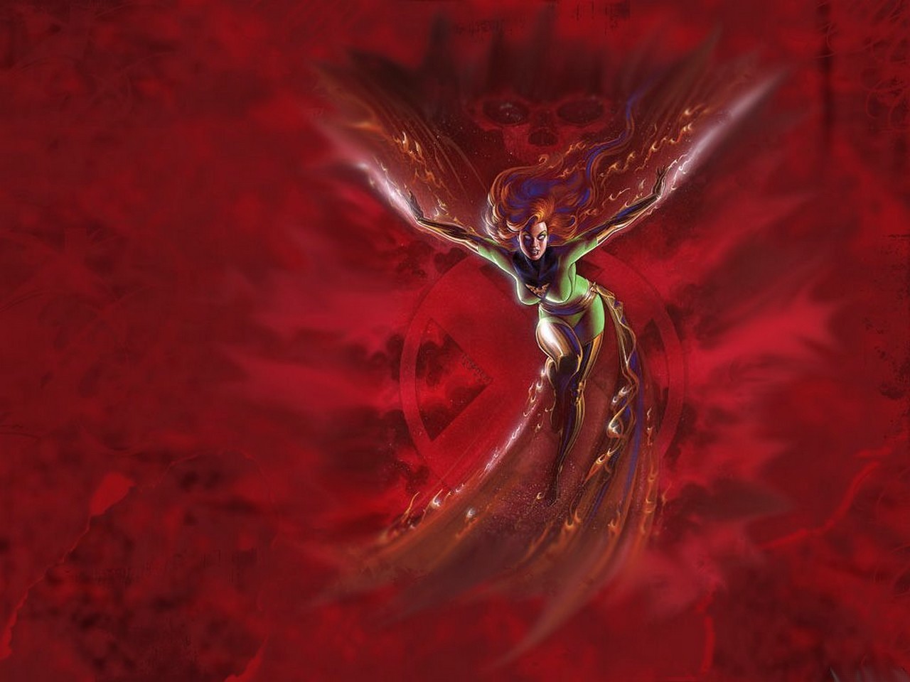 Phoenix in fiery flight