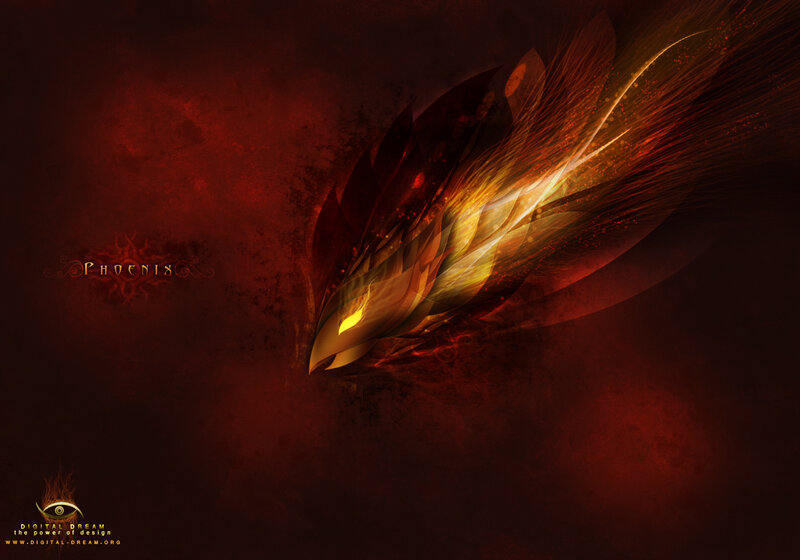 Phoenix in fiery flight