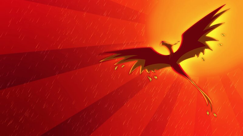 Phoenix in Flight — Red, Dramatic, Sunset