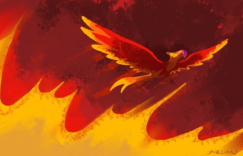 Phoenix in Flight — Red, Dramatic