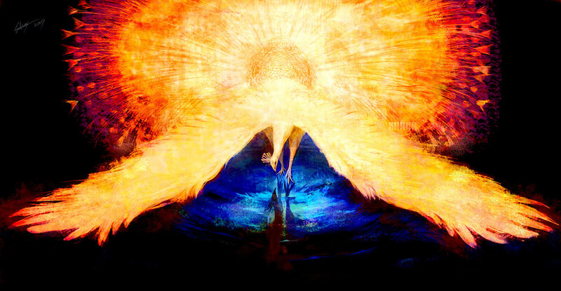 Phoenix rising from ashes