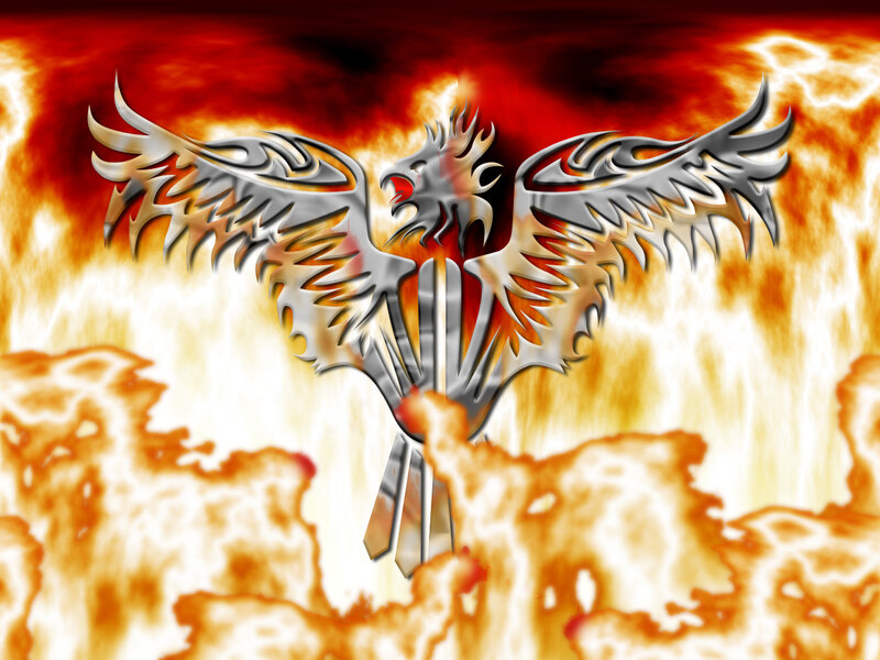 Phoenix rising from flames