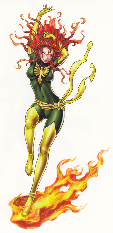 Phoenix superhero in action