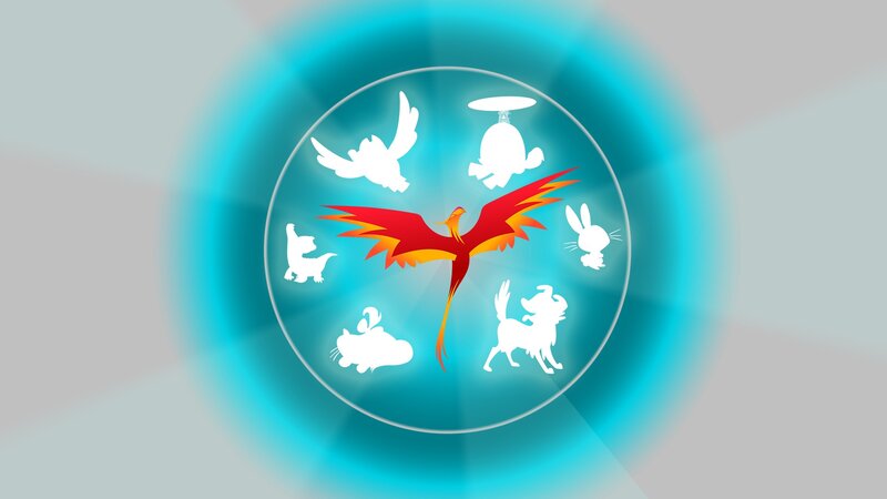 Phoenix Surrounded by Silhouettes