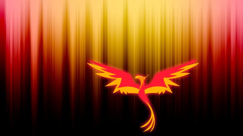 Phoenix symbol on fiery background
