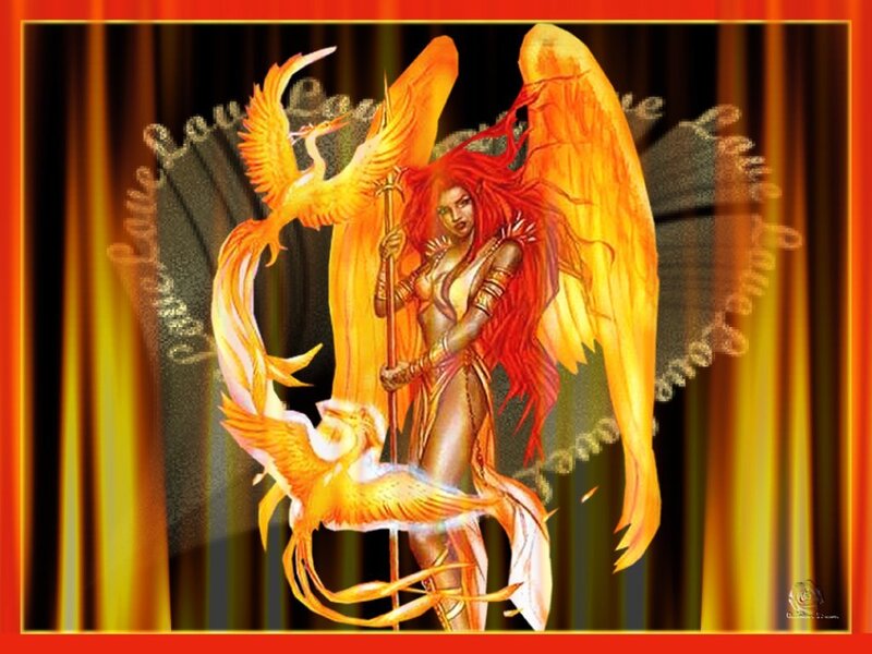 Phoenix warrior with wings