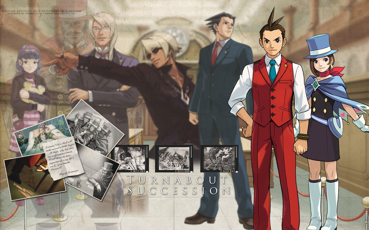 Phoenix Wright and allies in court